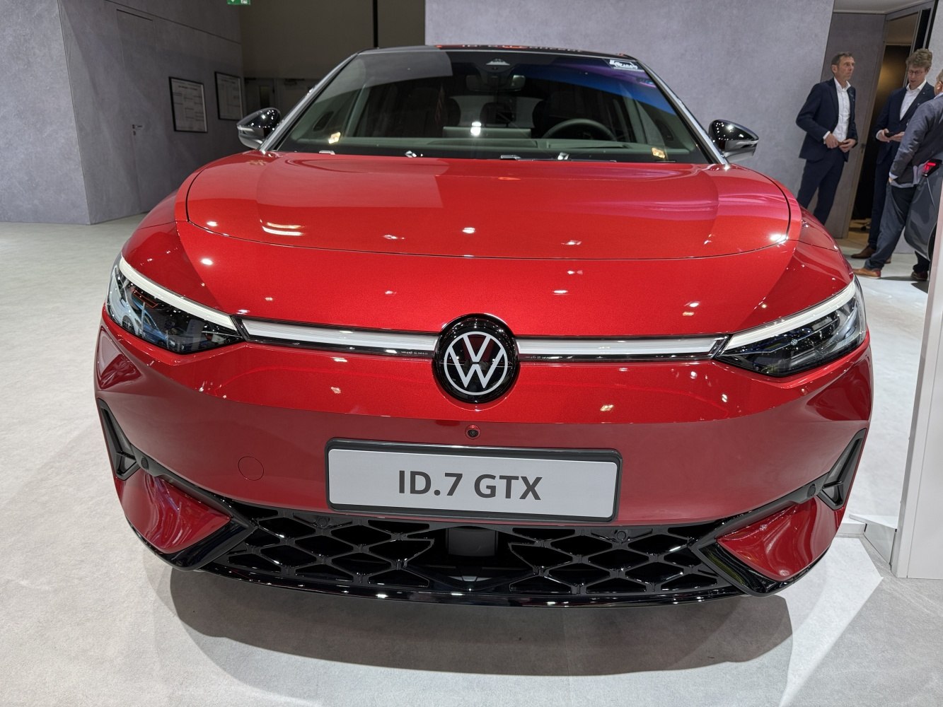 Front view with LED headlights and distinctive VW emblem grille