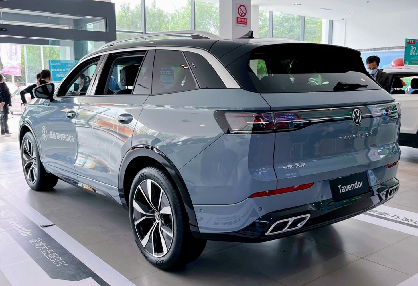 Rear side view of modern SUV with sporty wheels and distinctive taillights