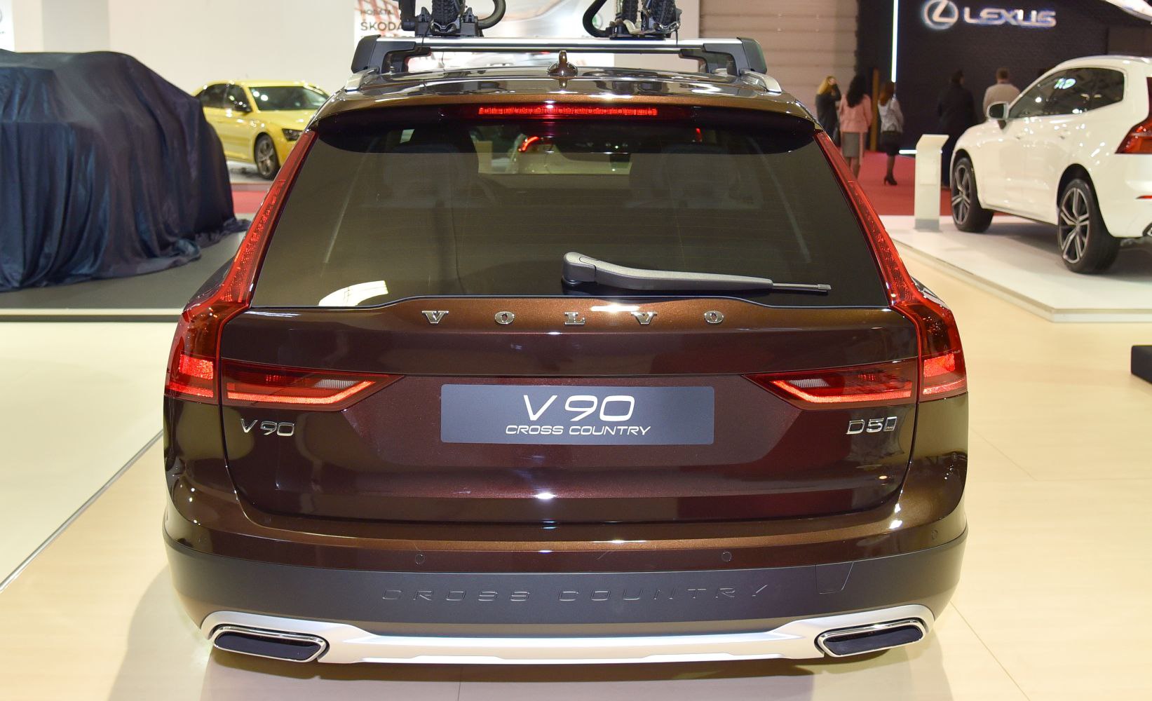 Rear view with distinct tail lights and dual exhausts