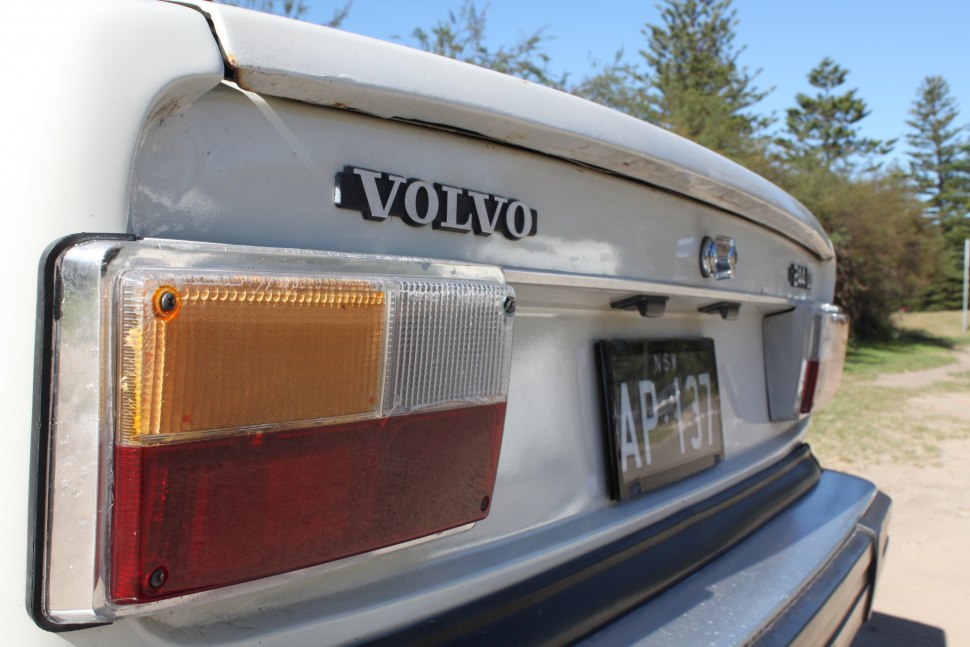 Vintage rear light and badge of a classic sedan