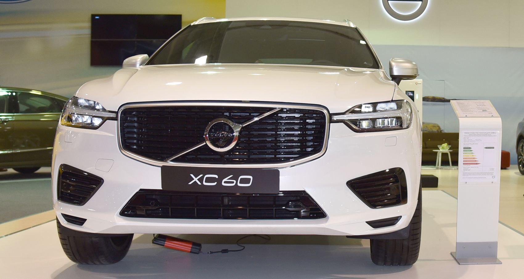 Front view of a vehicle with black grille and LED headlights