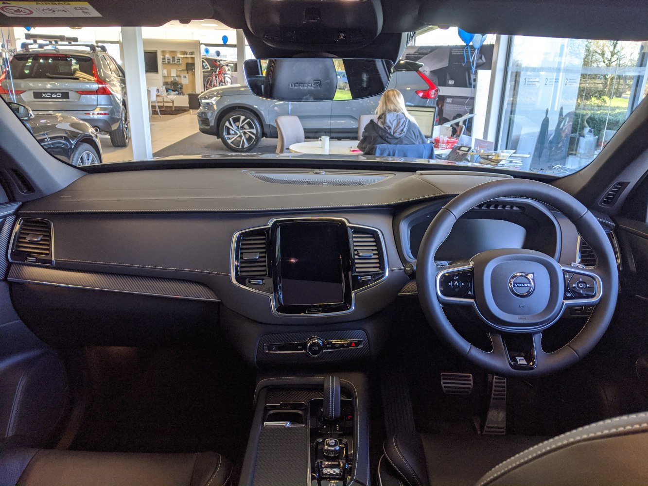 Luxury SUV modern dashboard and steering wheel interior