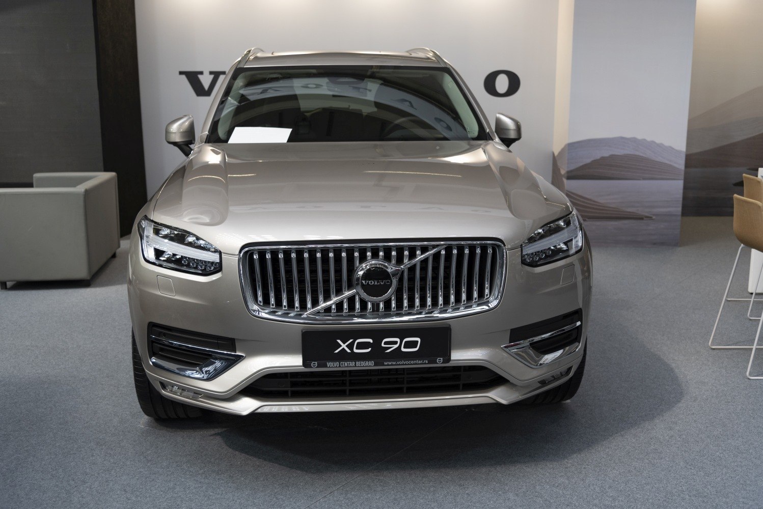 Front view of a luxury SUV with signature grille and LED headlights