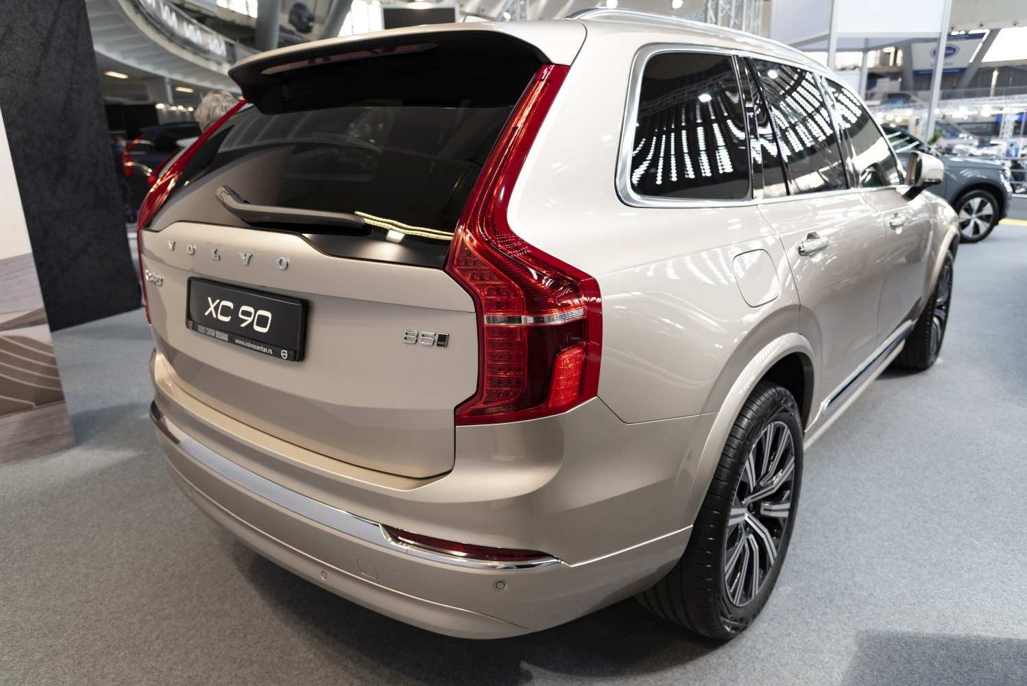 Rear view and tail light design of a modern SUV showing sleek lines and tinted rear window