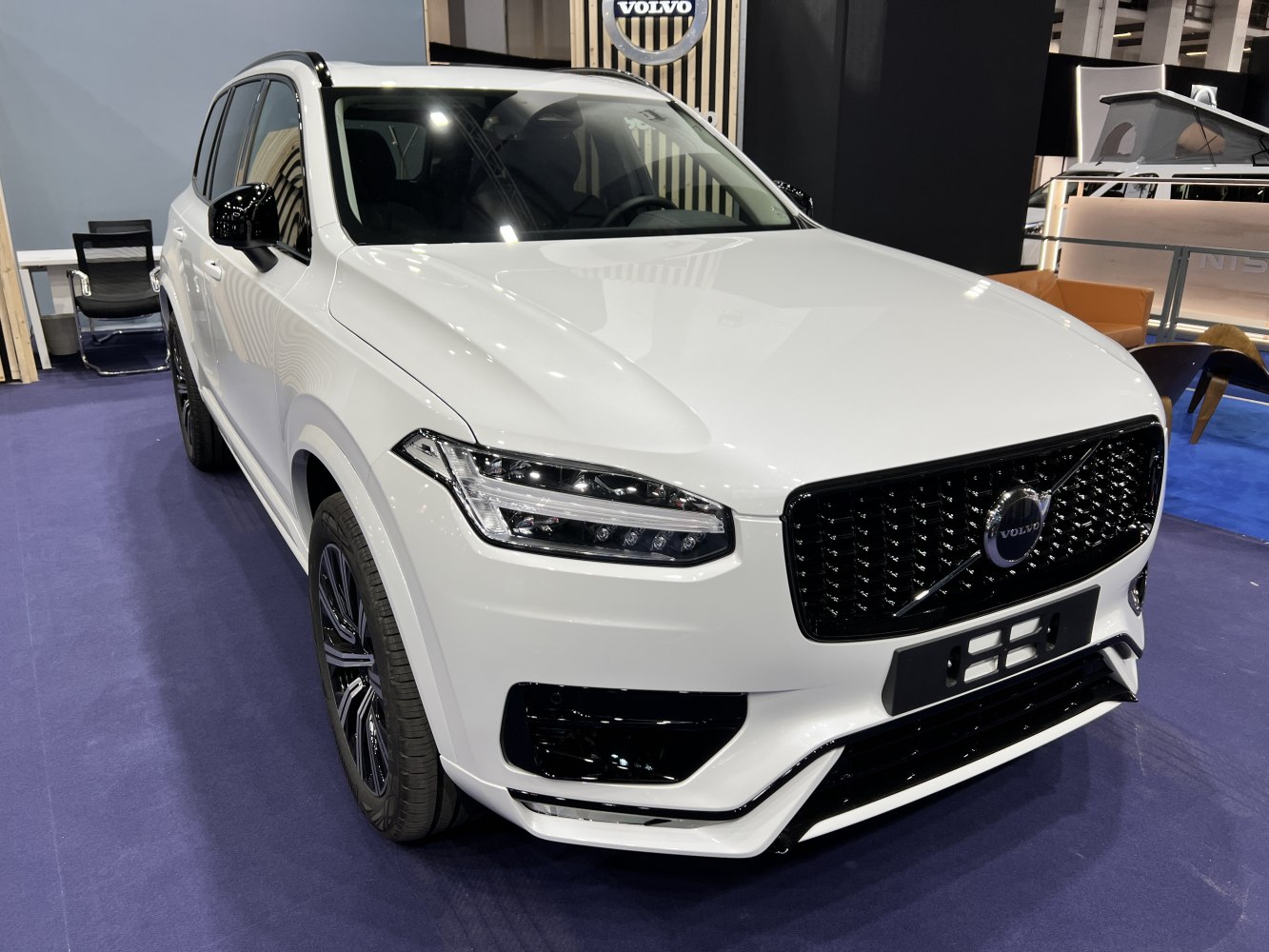 Front grille and LED headlights of modern SUV