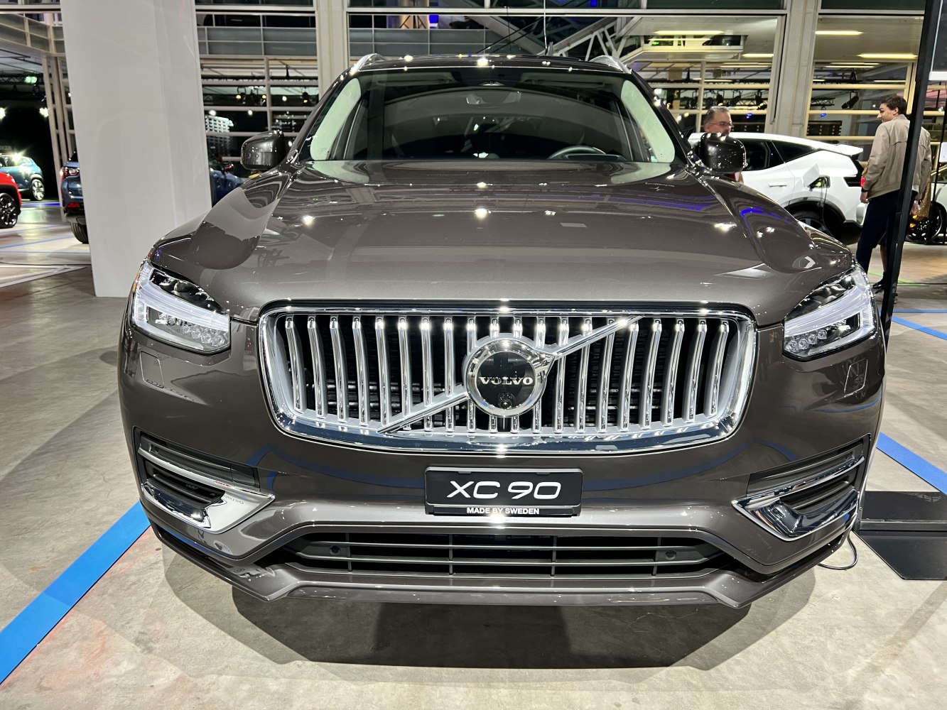 Front grille and LED headlights of a luxury SUV
