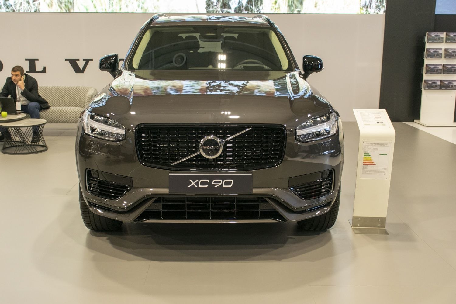 Front grille and LED headlights of a modern luxury SUV