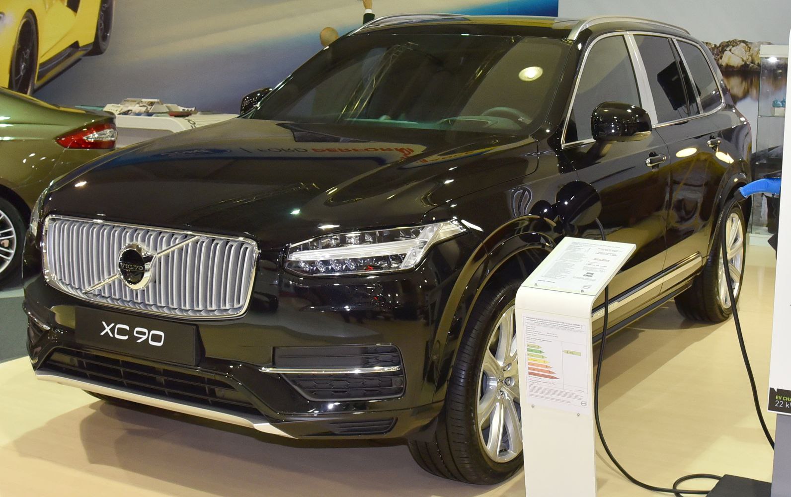 Front grille and LED headlights of a luxury SUV
