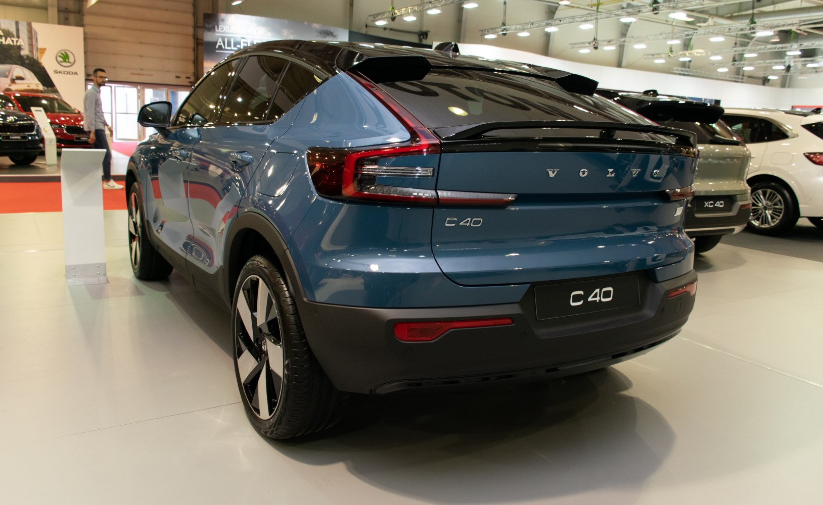 Modern electric SUV rear with unique tail lights and aerodynamic design
