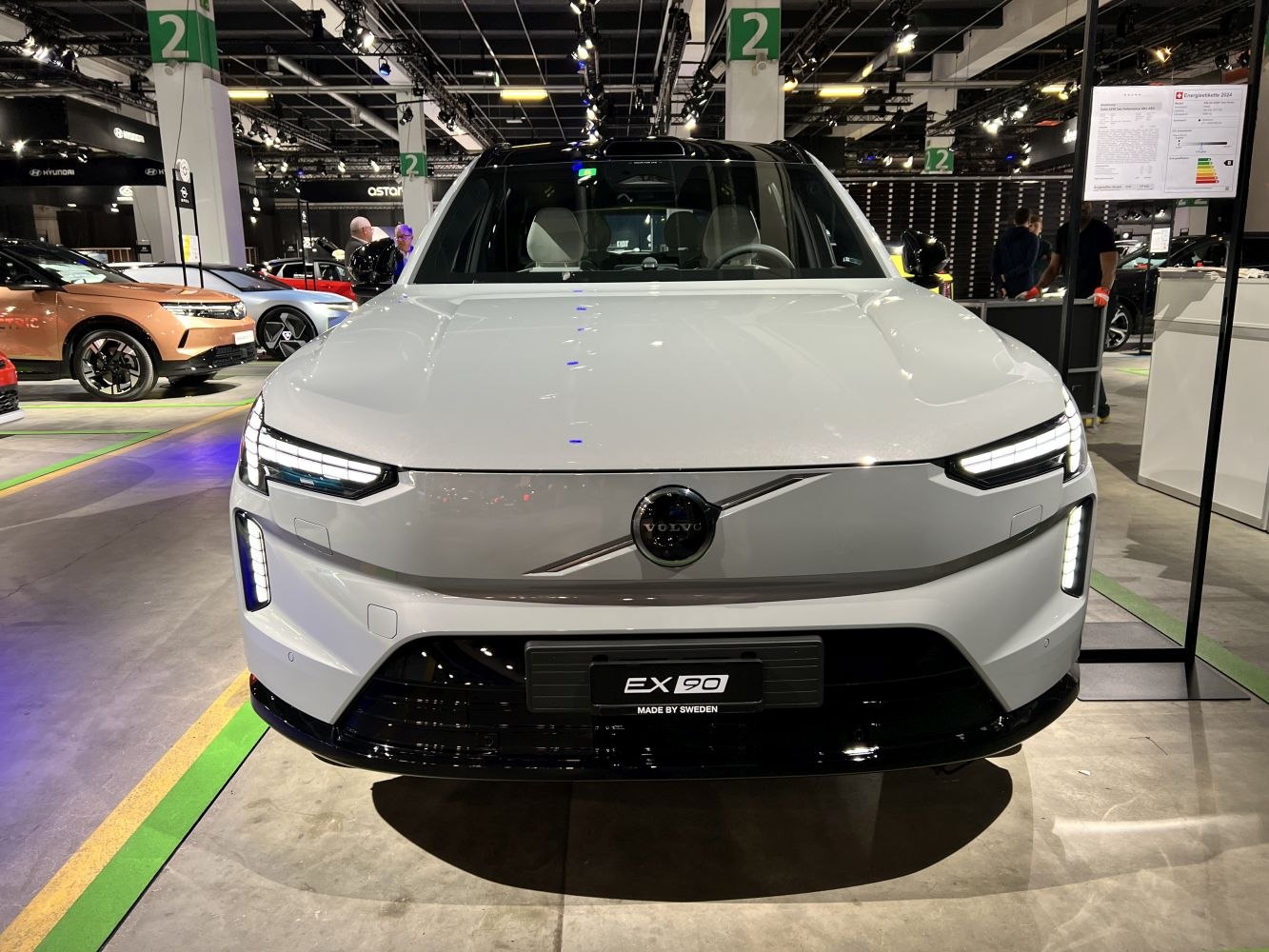 Front view with LED headlights and sleek grille design