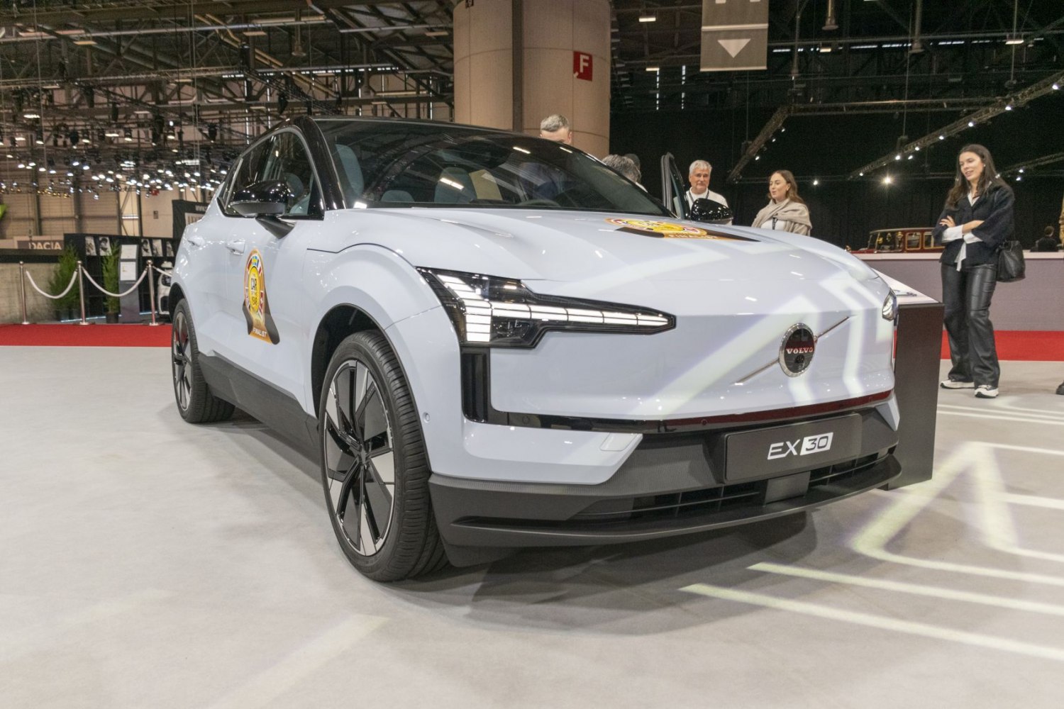 Front view of compact electric SUV with LED headlights and sleek design