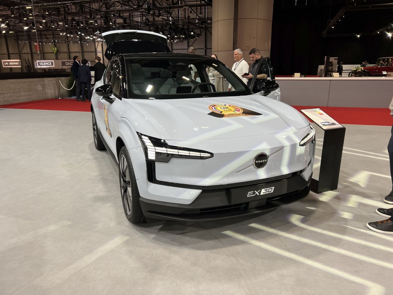 Electric SUV with sleek LED headlights and futuristic exterior design