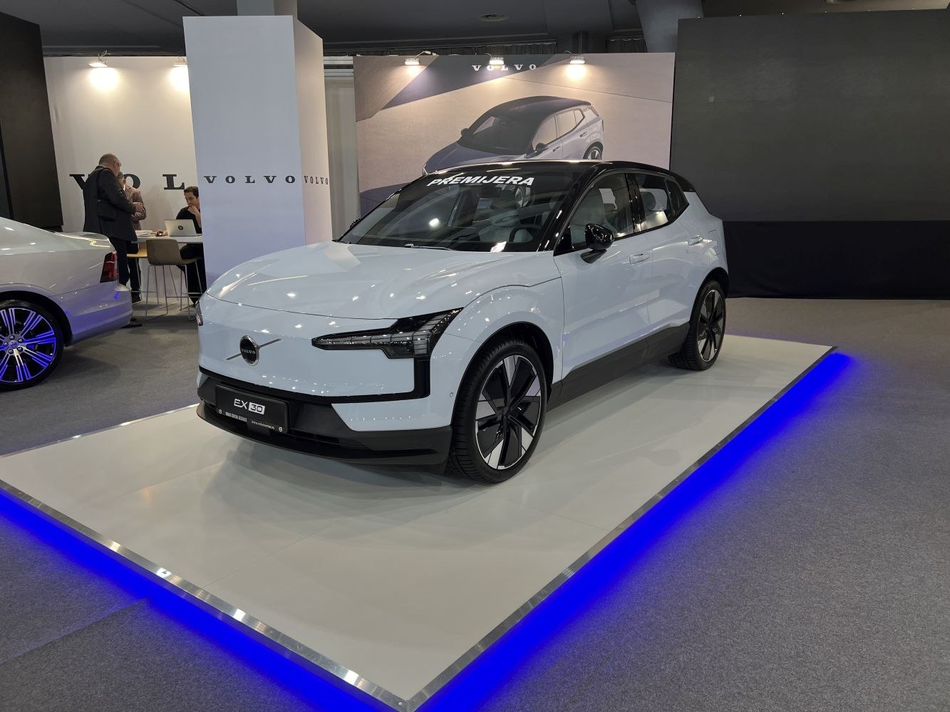 Modern electric SUV with angular LED headlights and aerodynamic wheels