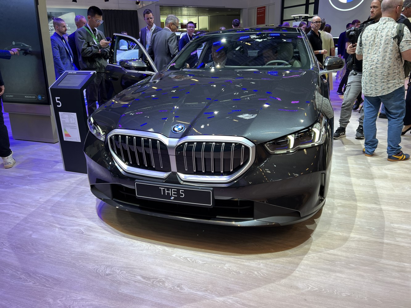 Front grille and LED headlights of a premium sedan