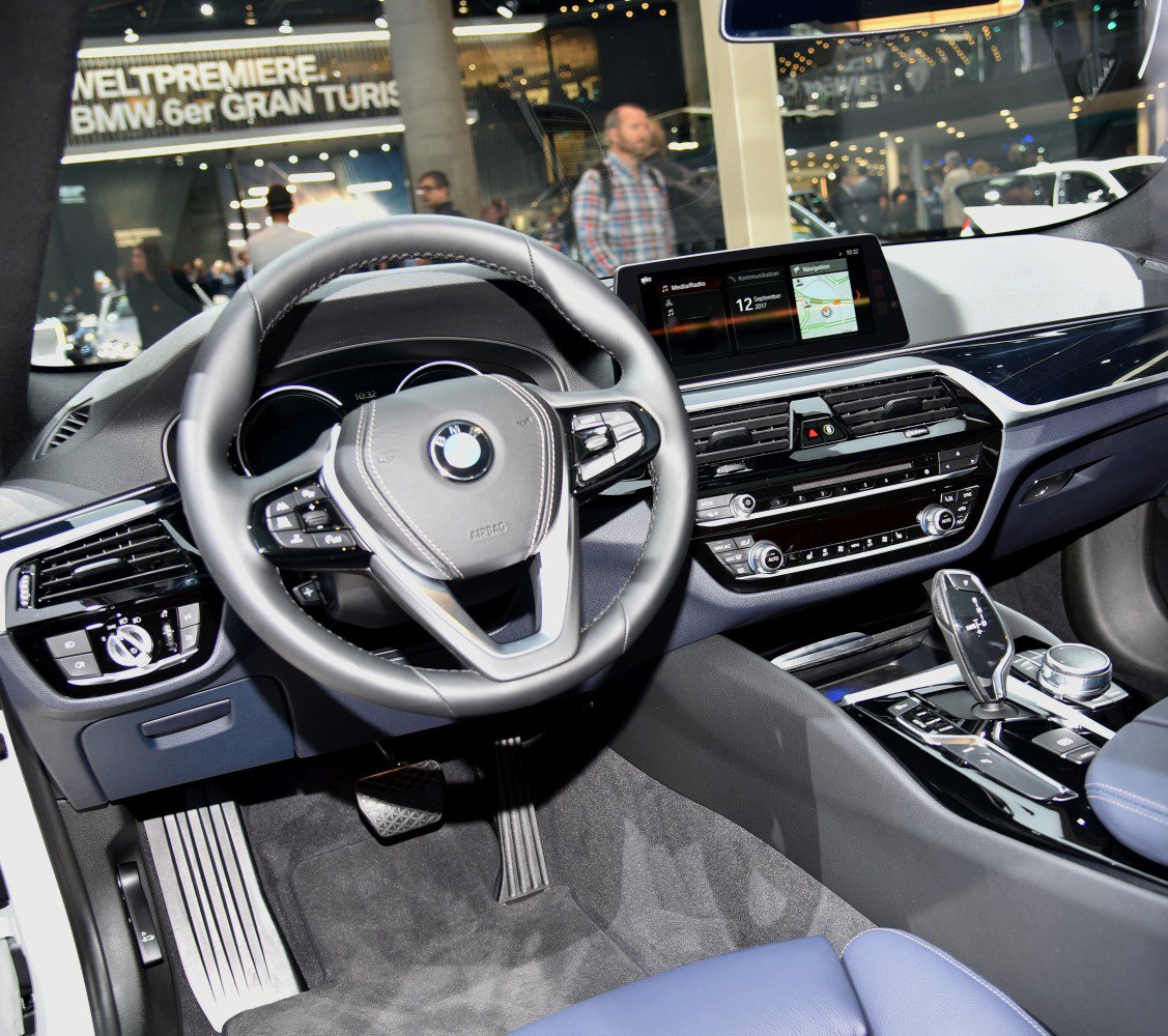 Luxurious dashboard and steering wheel with infotainment system