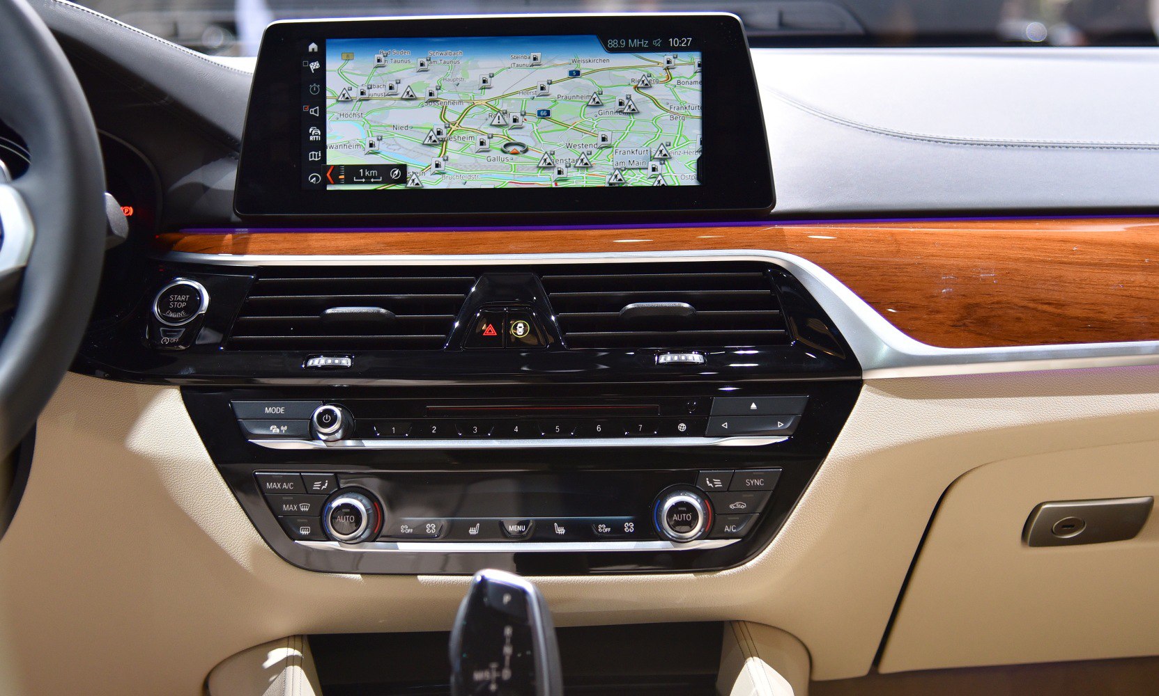 Modern dashboard with navigation display and climate control
