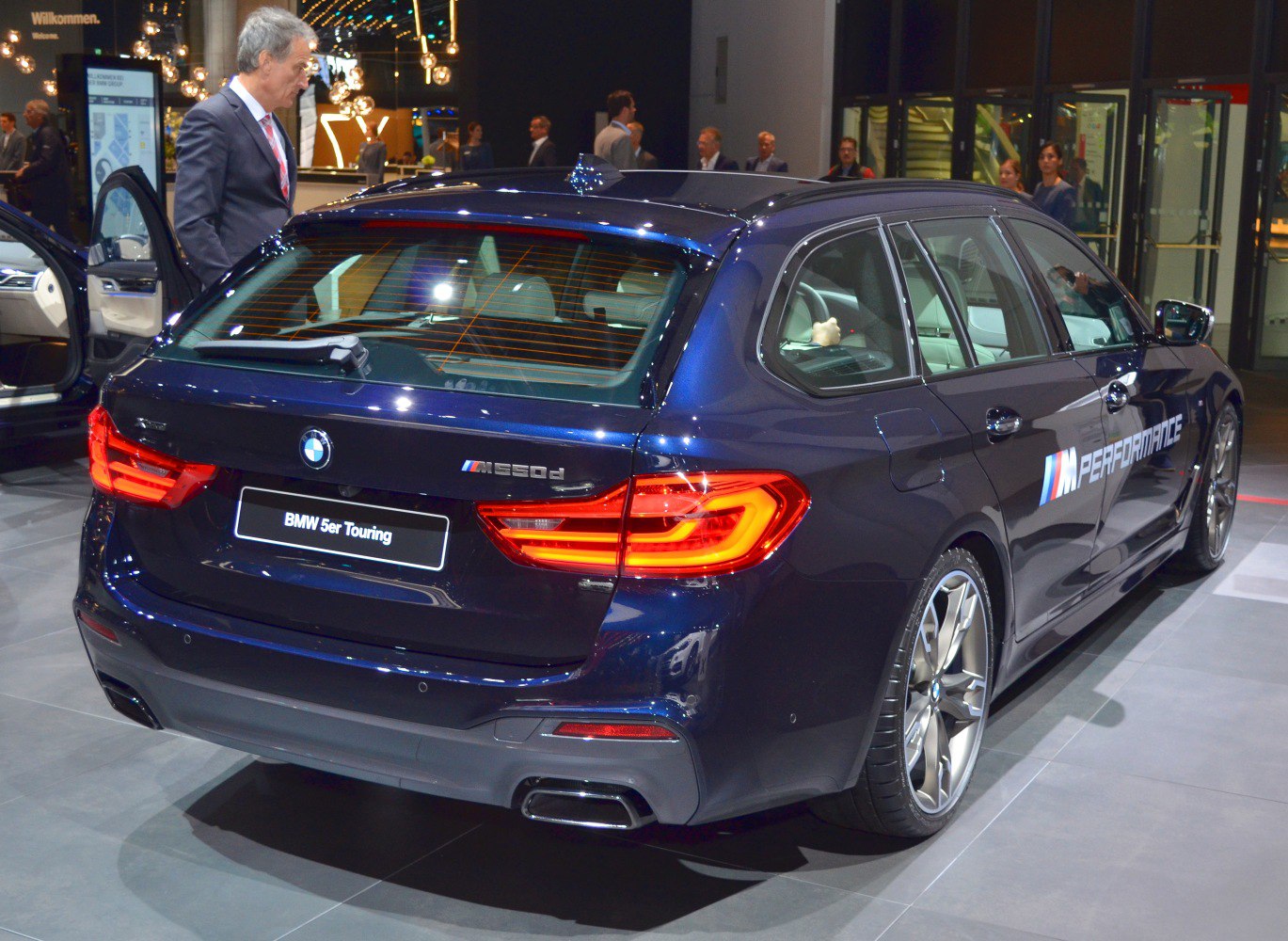 Rear view of BMW 5 Series Touring with M Performance and LED tail lights