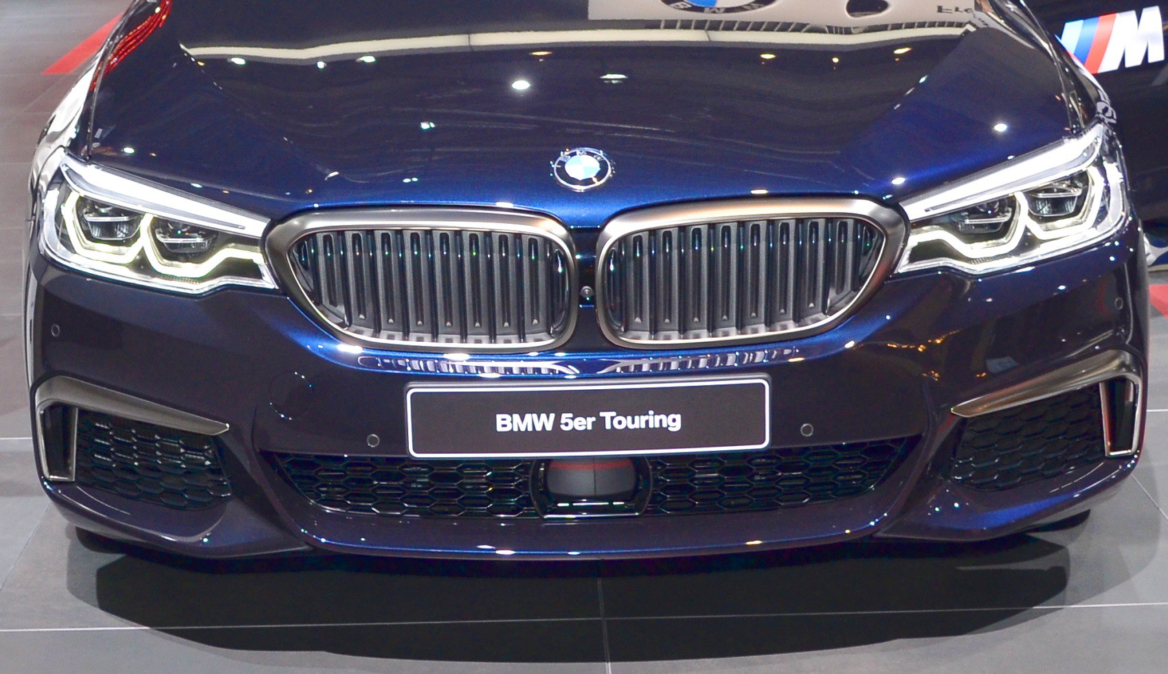 Front grille and LED headlights close-up