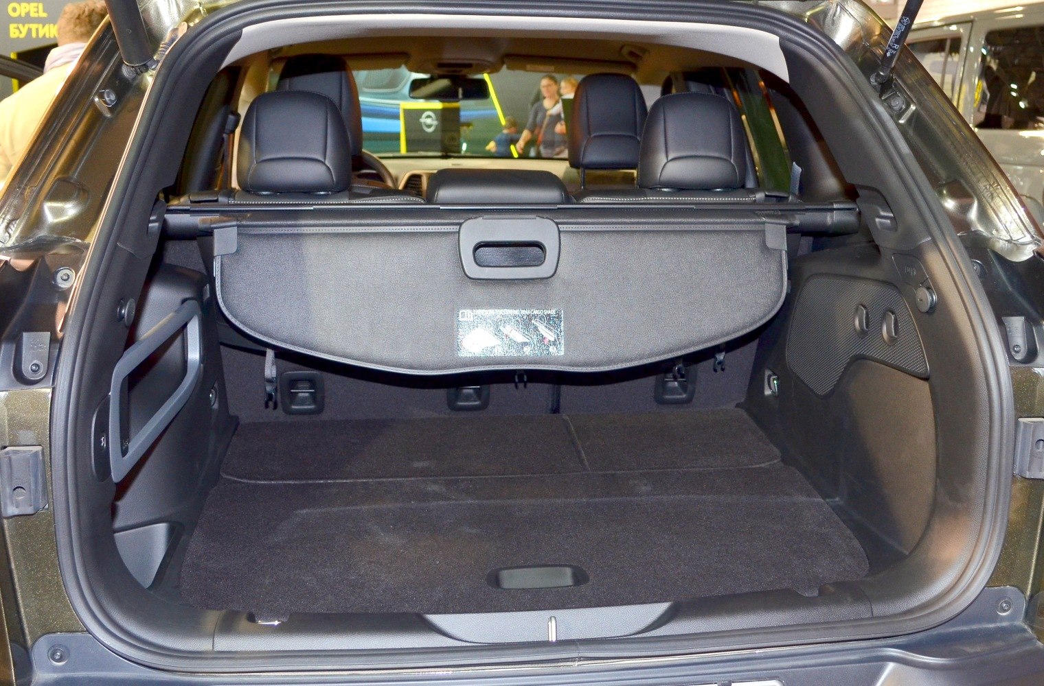 Cargo area with retractable privacy cover and rear seat headrests