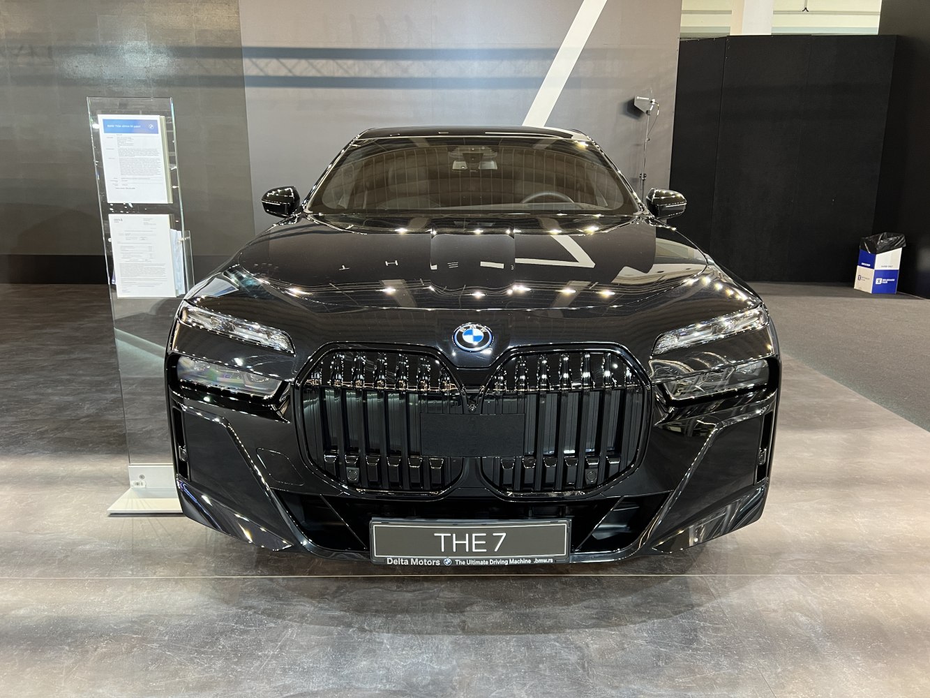 Front view with kidney grille and sleek headlights