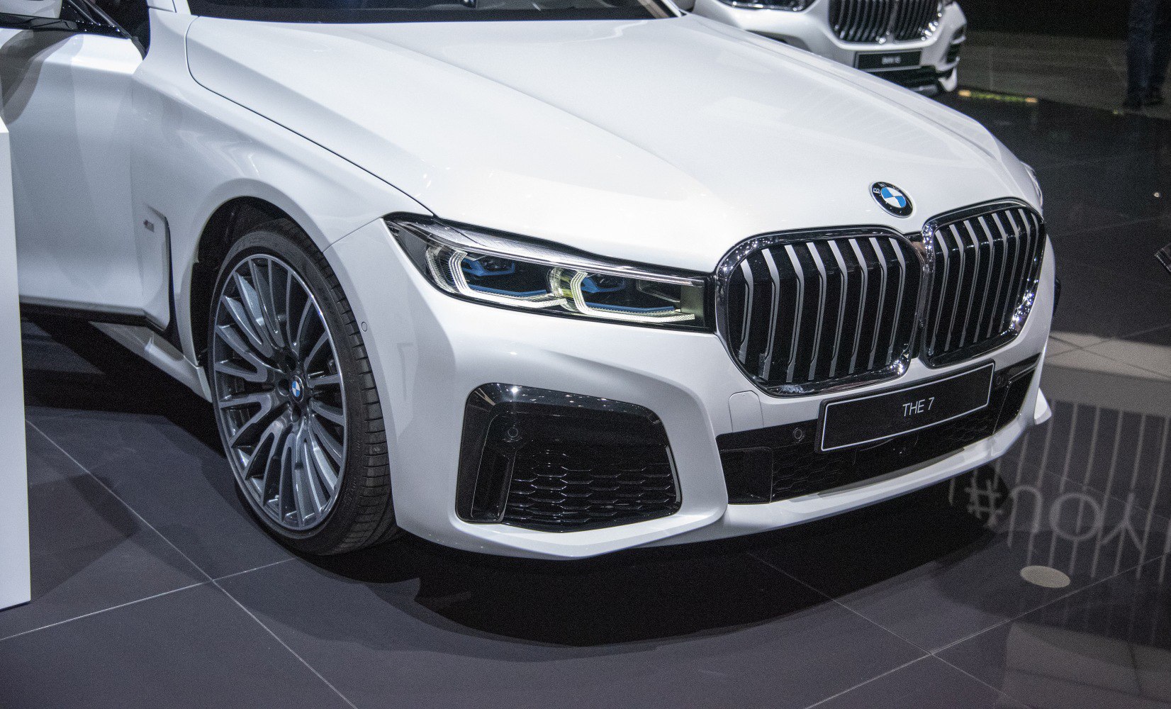 BMW front kidney grille and modern LED headlights