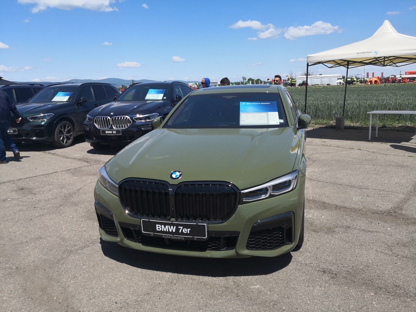 Front view with black kidney grille and LED headlights