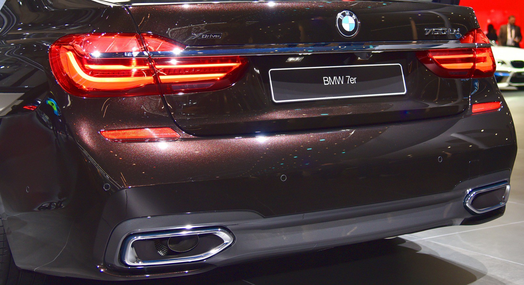 Rear view with LED taillights and dual exhausts