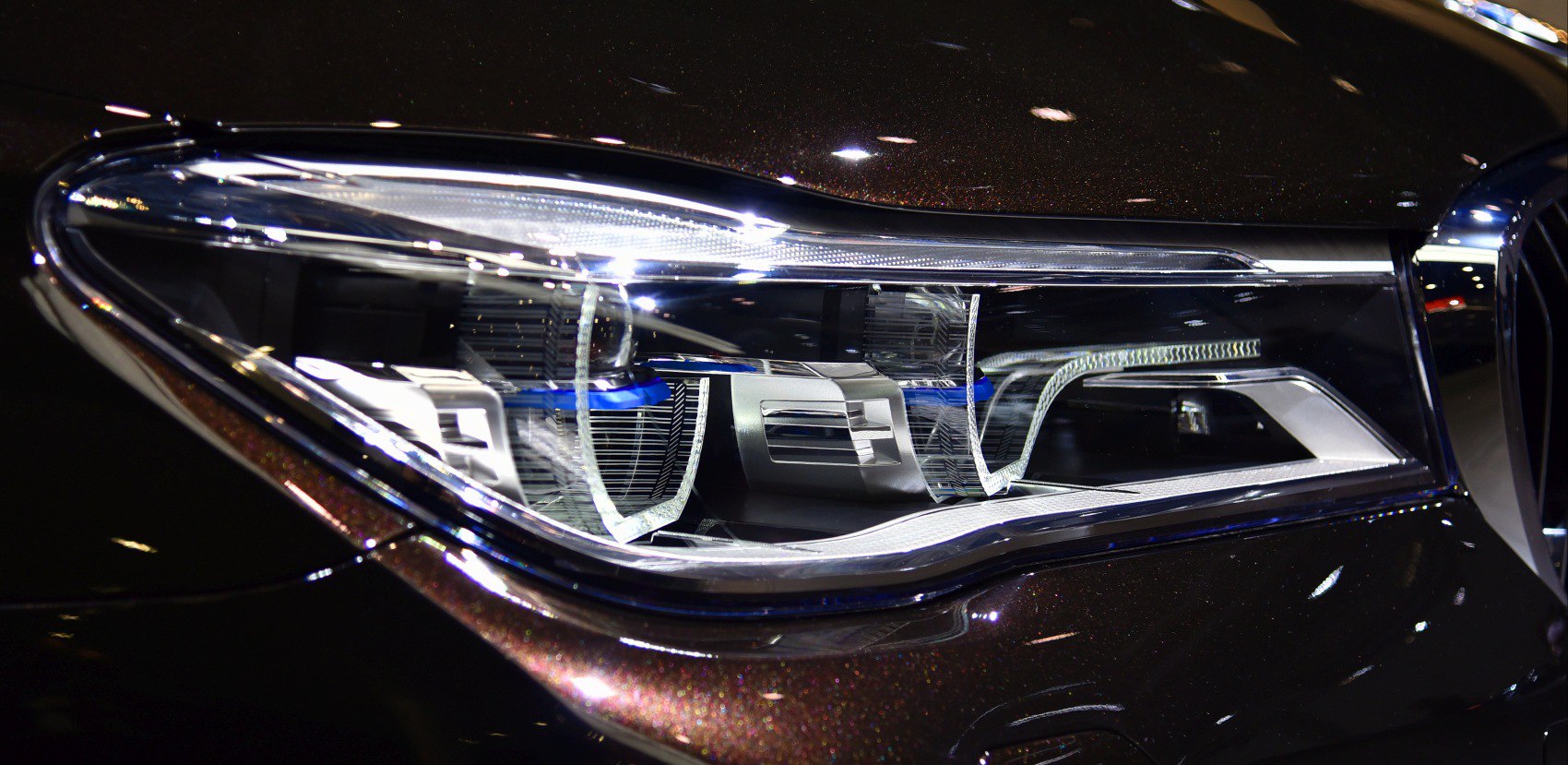 Close-up of BMW 7 Series G12 LED headlight