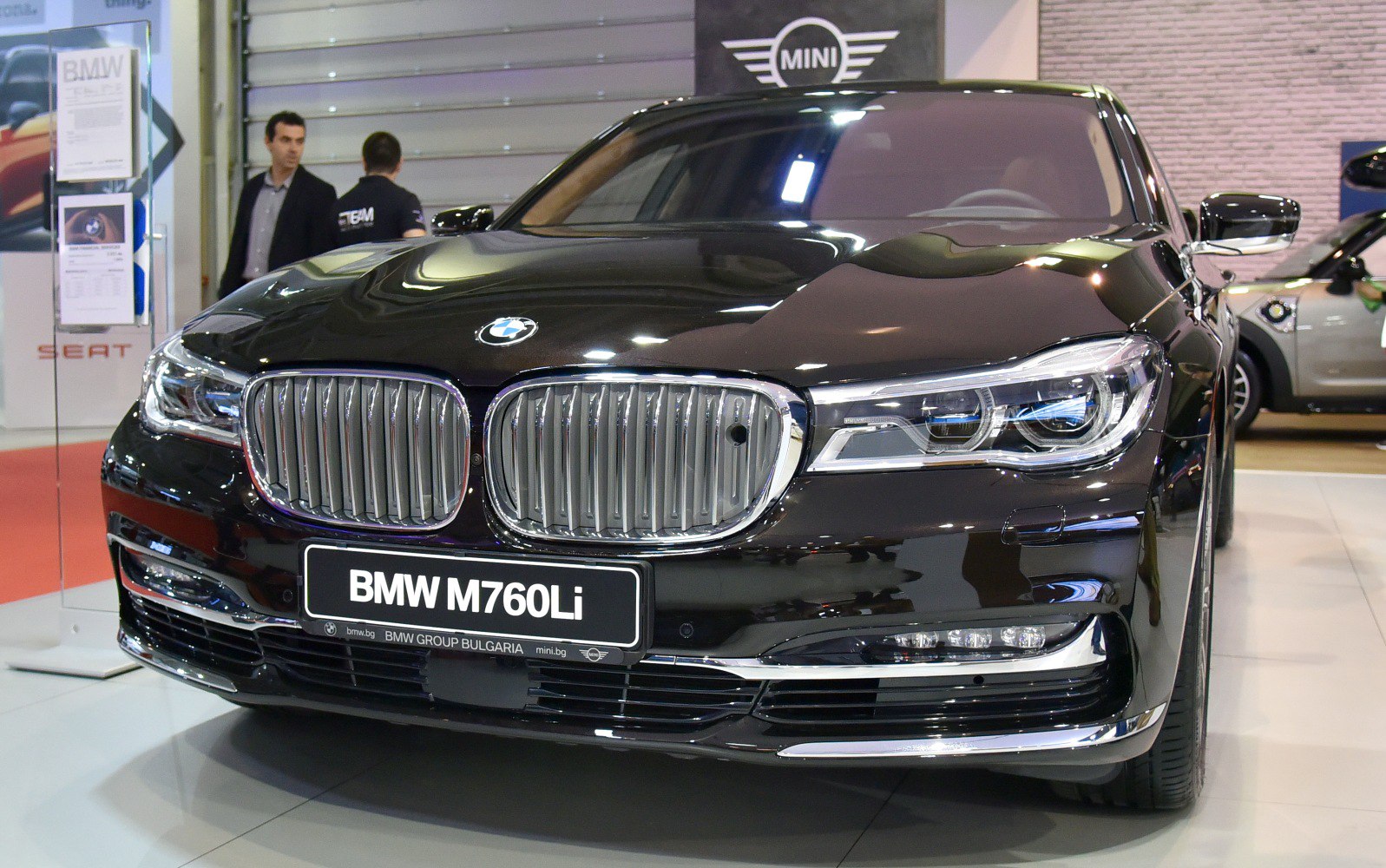Front grille and LED headlights close-up