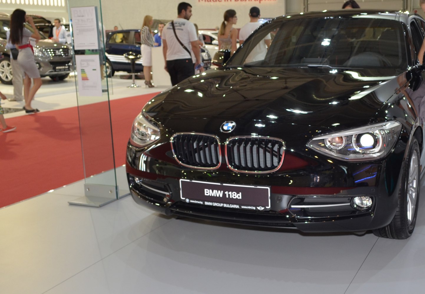 Close-up of BMW front grille and headlights