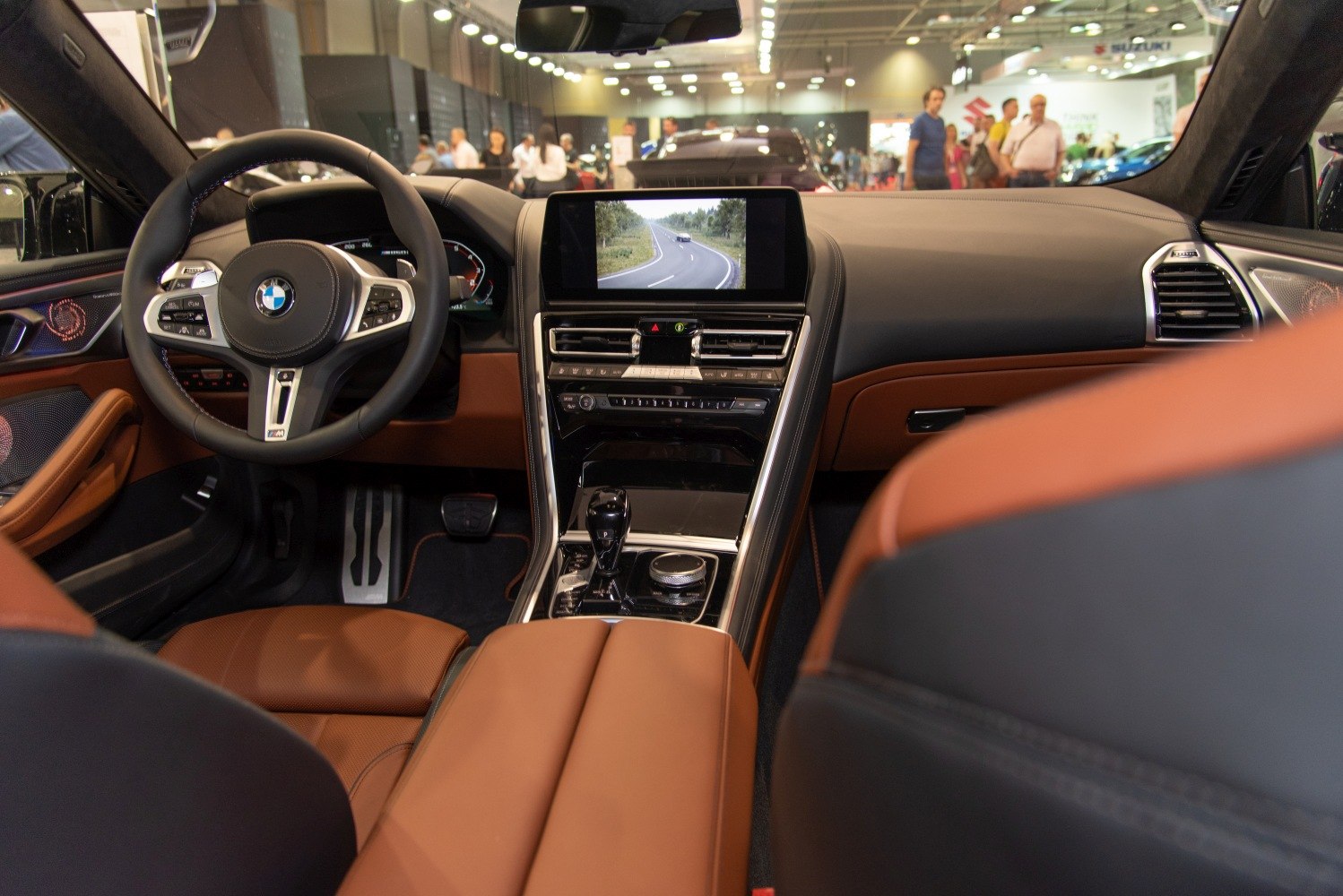 Luxury interior with dashboard and multifunction steering wheel