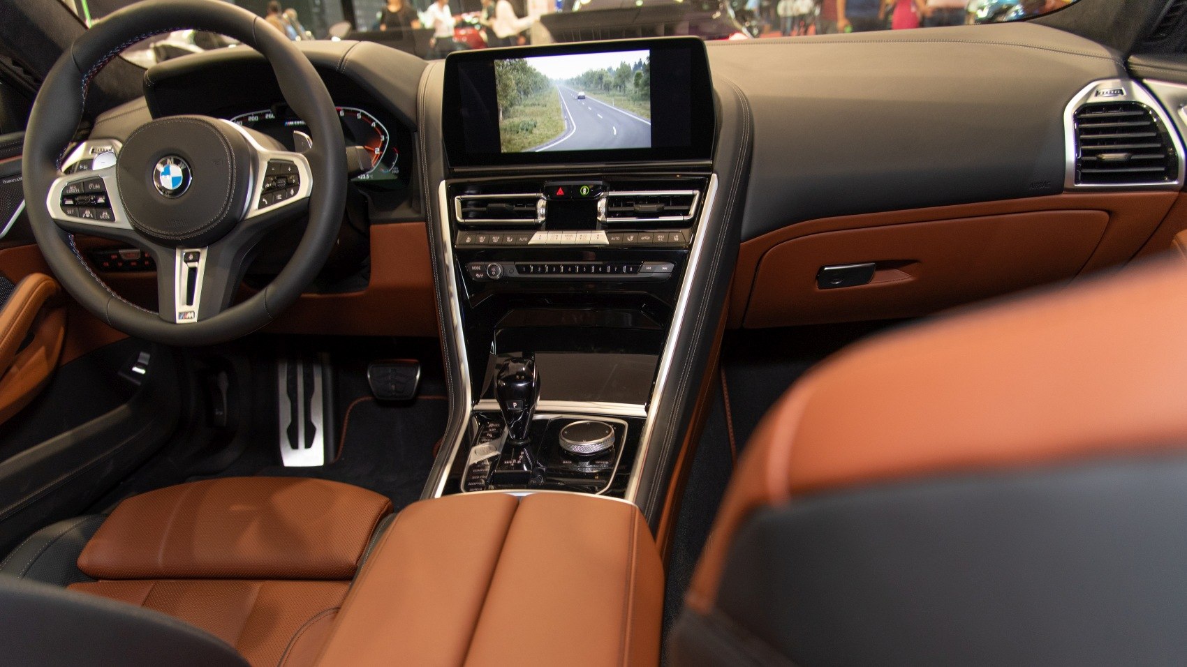 Luxury dashboard and steering wheel with multimedia display and advanced controls