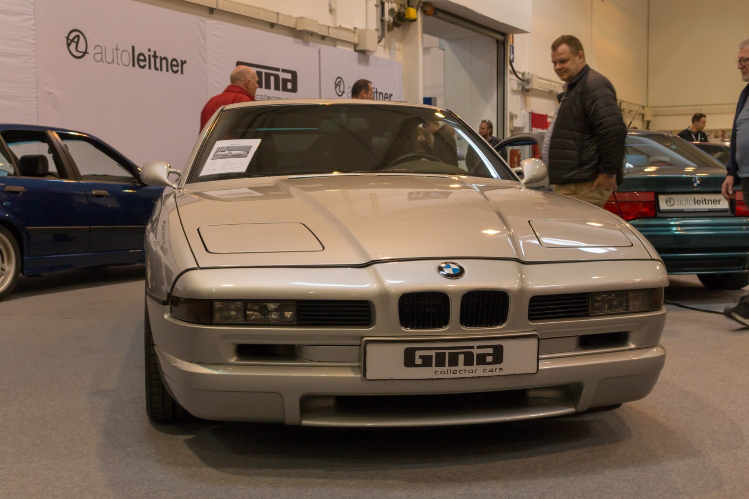 Front view of classic coupe with pop-up headlights and kidney grille