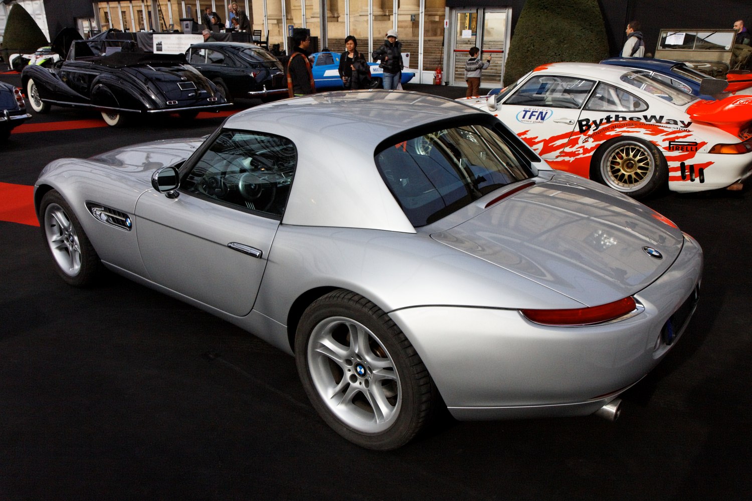 Silver BMW Z8 E52 hardtop coupe rear with alloy wheels