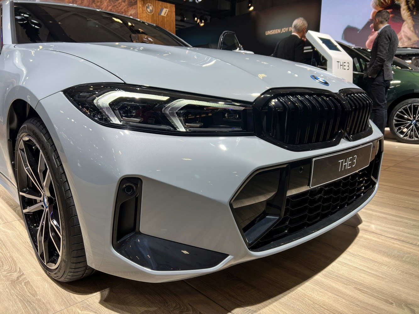Front grille and LED headlights close-up