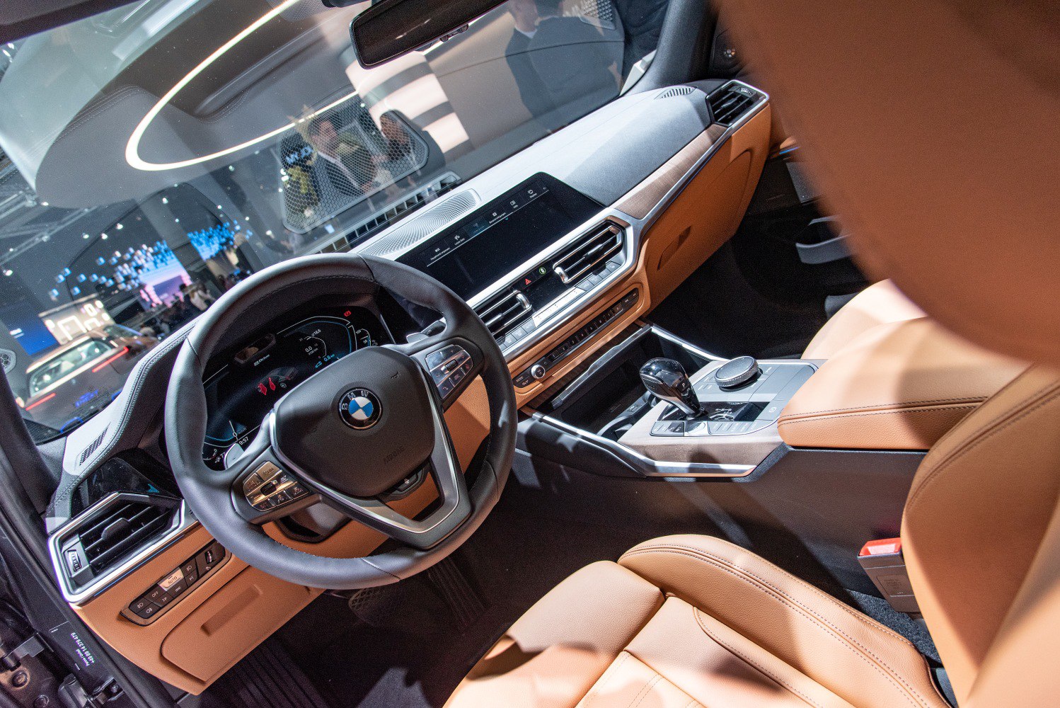 Luxury interior with digital dashboard and tan leather seats