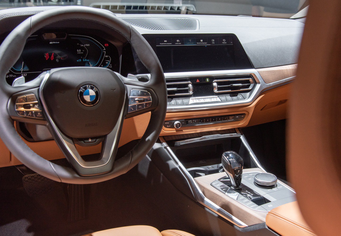 Digital dashboard, touchscreen infotainment, and sleek gear selector console