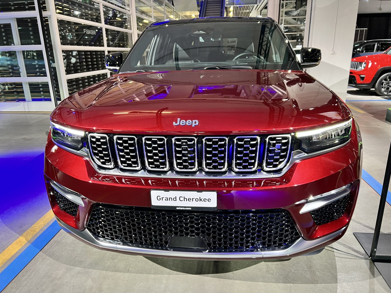 Distinctive front grille and sleek LED headlights on SUV front.