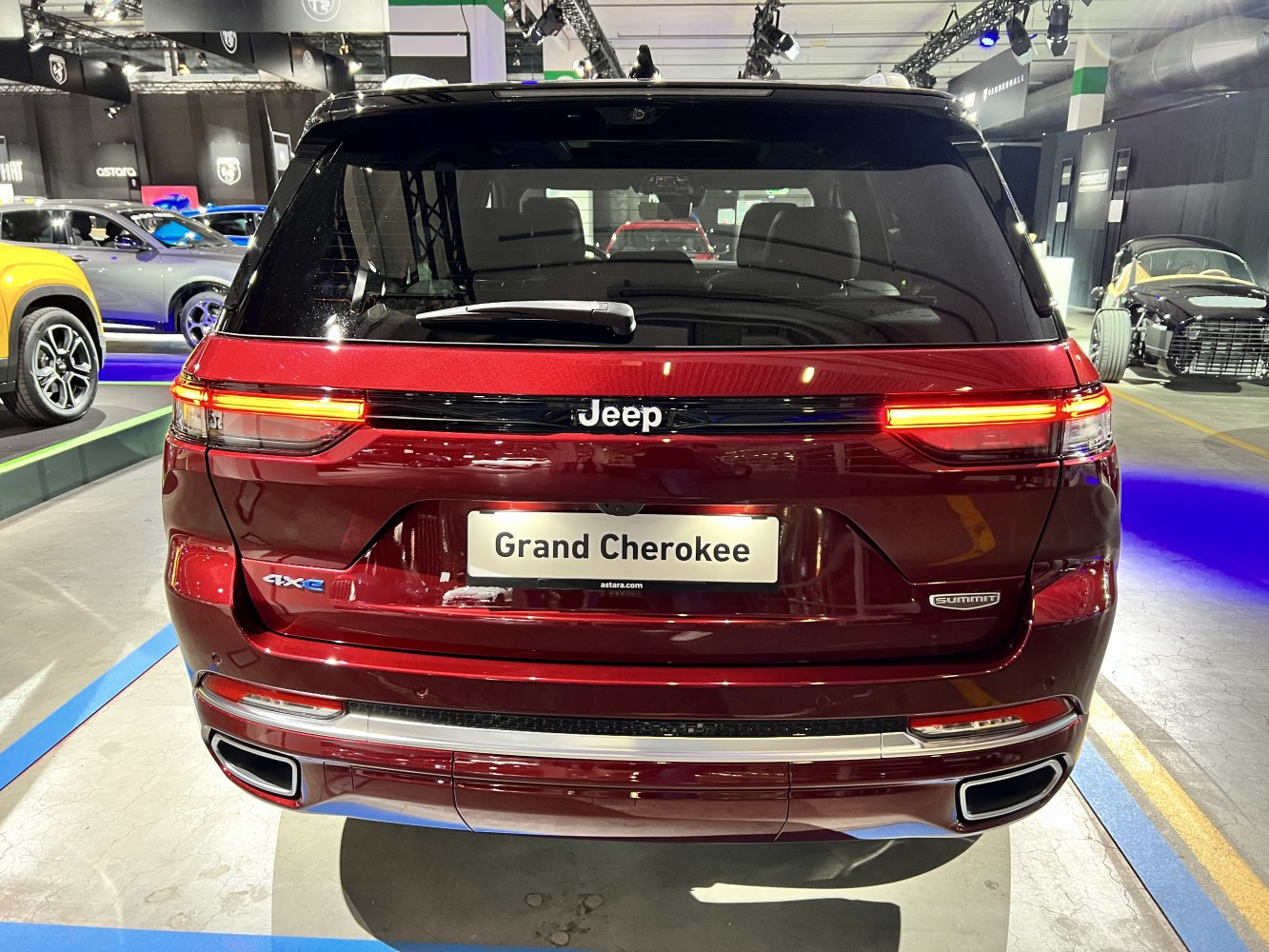Rear view with LED tail lights and dual exhaust outlets