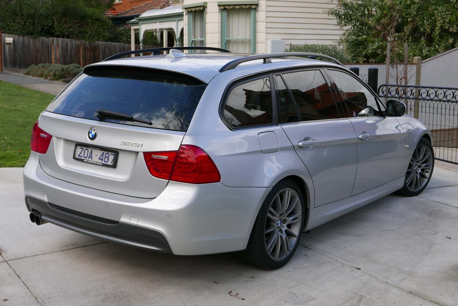 Silver estate rear view with dual exhaust and alloy wheels
