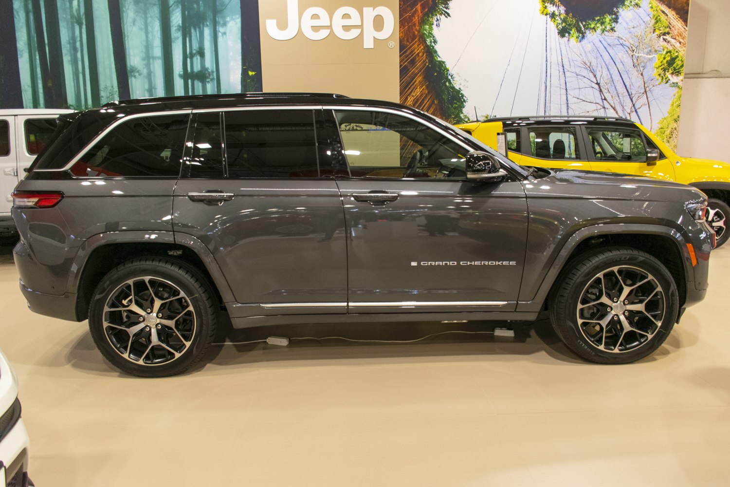 Side profile of SUV with stylish alloy wheels and smooth body lines