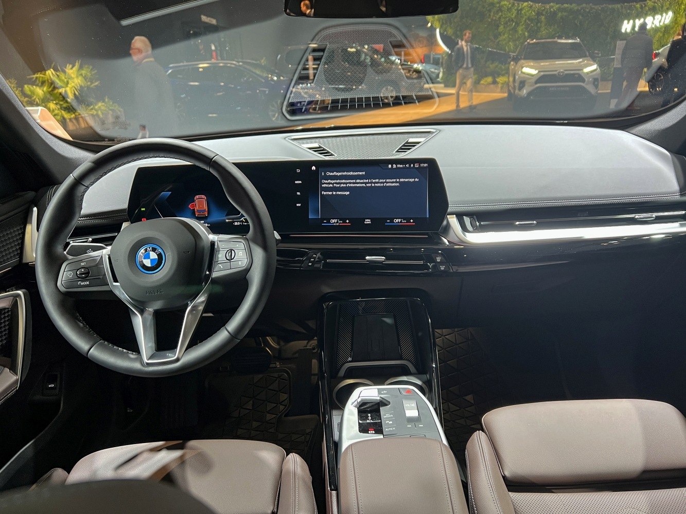 Digital dashboard and multifunction steering wheel in modern car interior