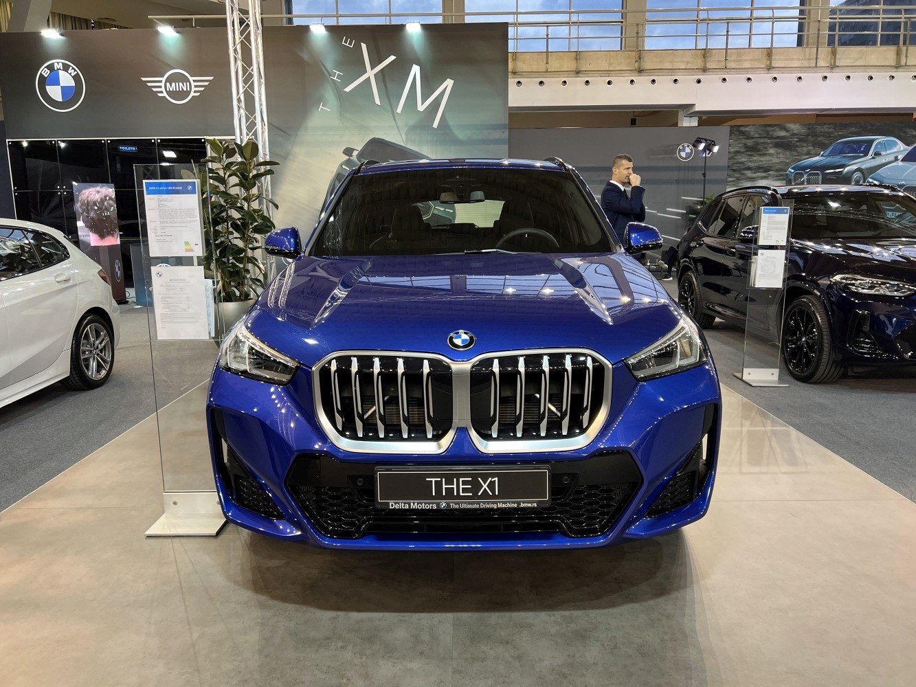 Front view with bold kidney grille and sharp LED headlights