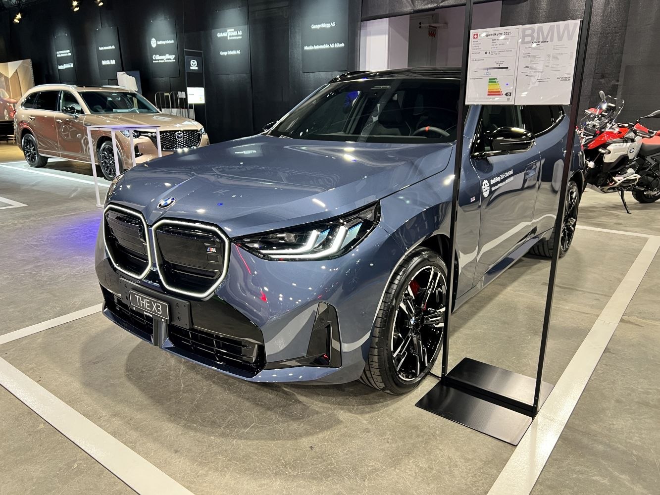 Large kidney grille and LED headlights of modern SUV