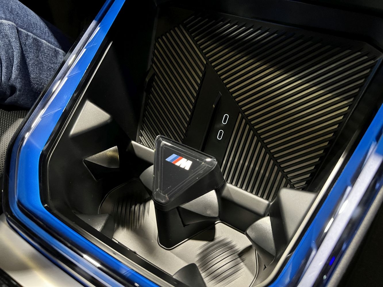 Wireless charging pad with dual USB-C ports and BMW M logo accent
