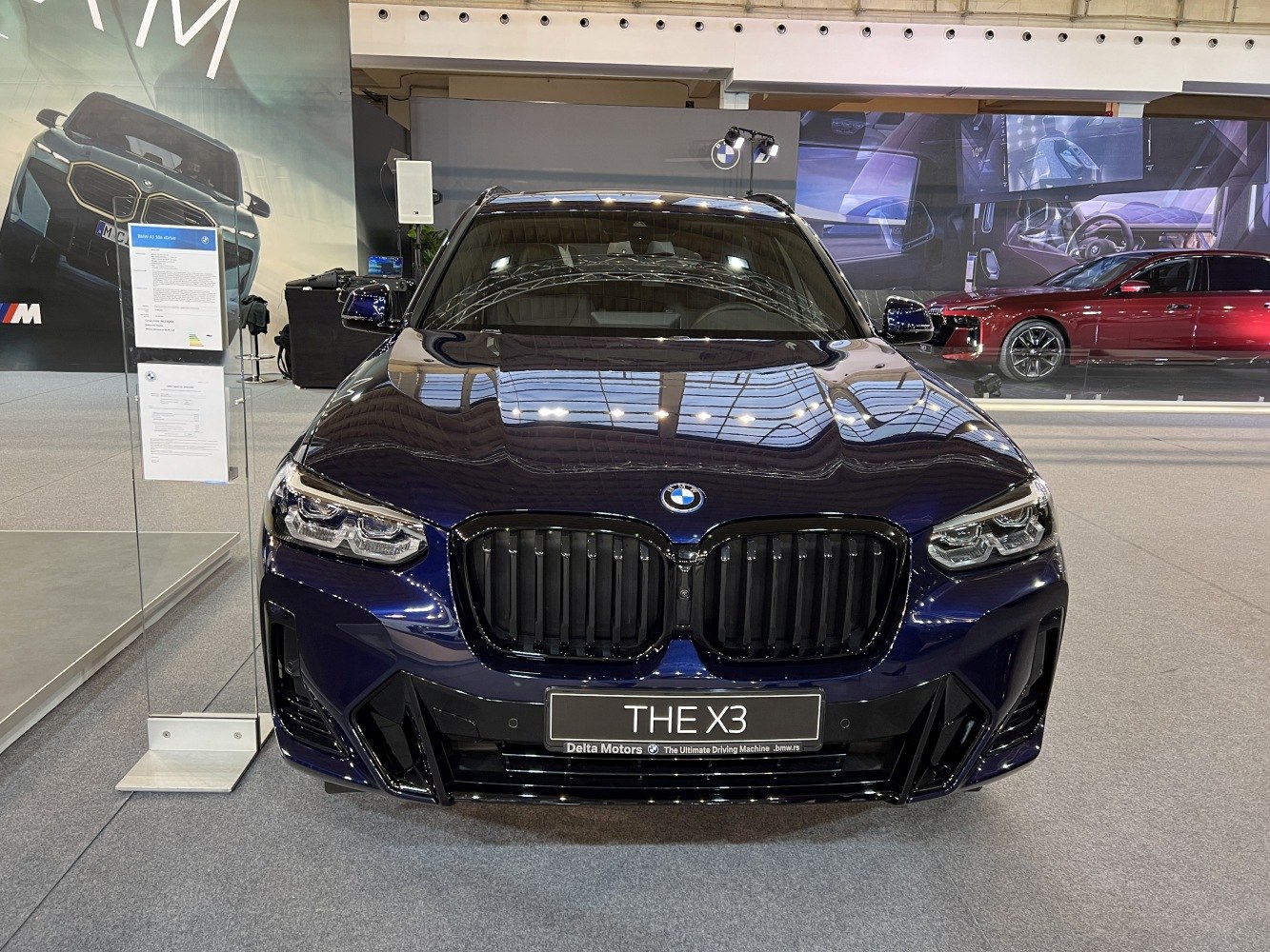 Front view with black kidney grille and LED headlights
