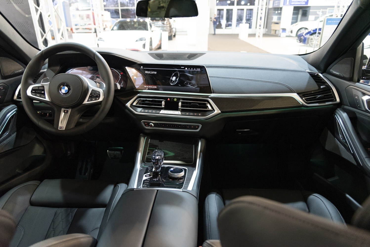 Luxury vehicle interior with digital dashboard and advanced center console