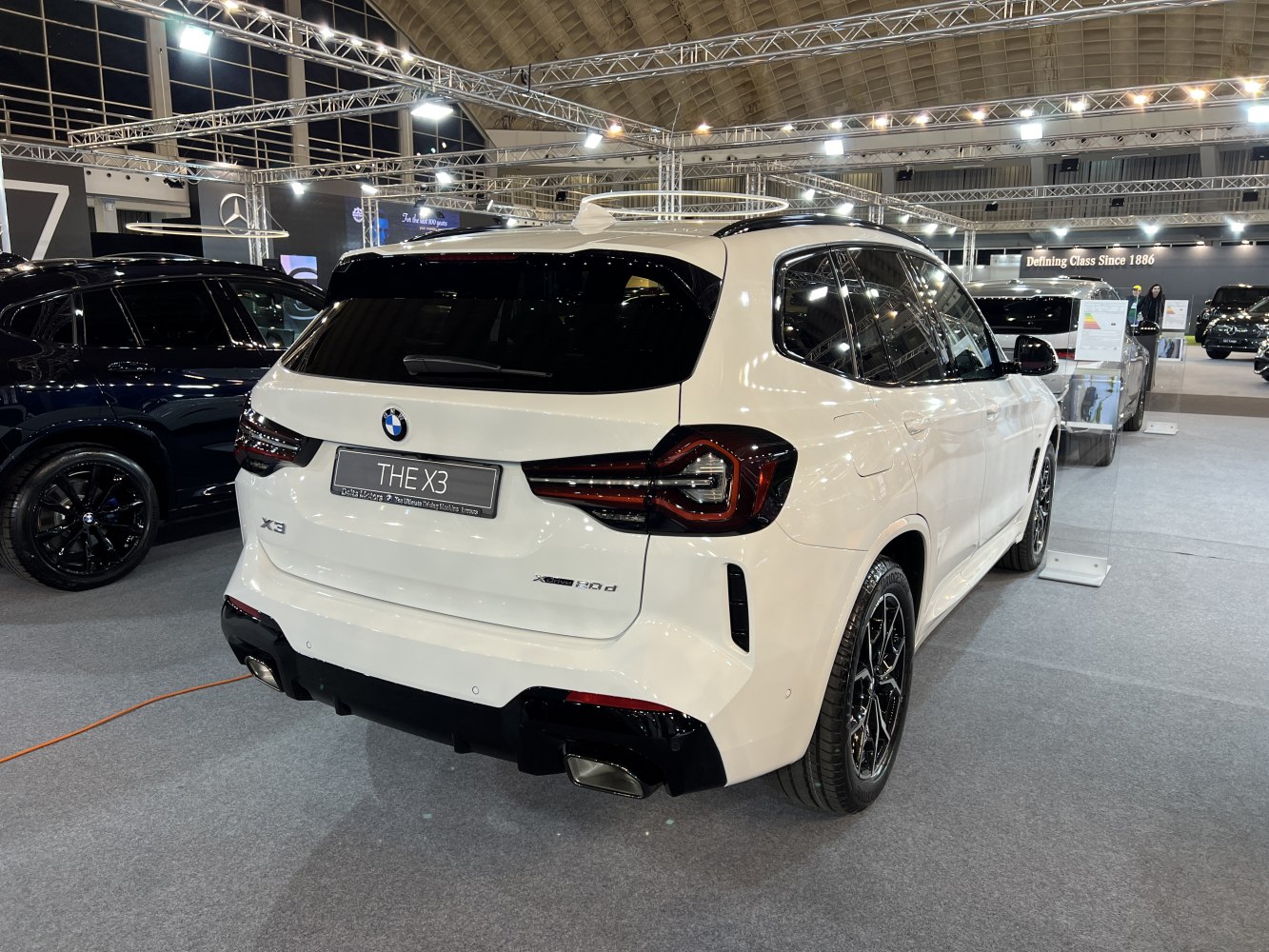 Rear view with distinctive taillights and dual exhaust tips