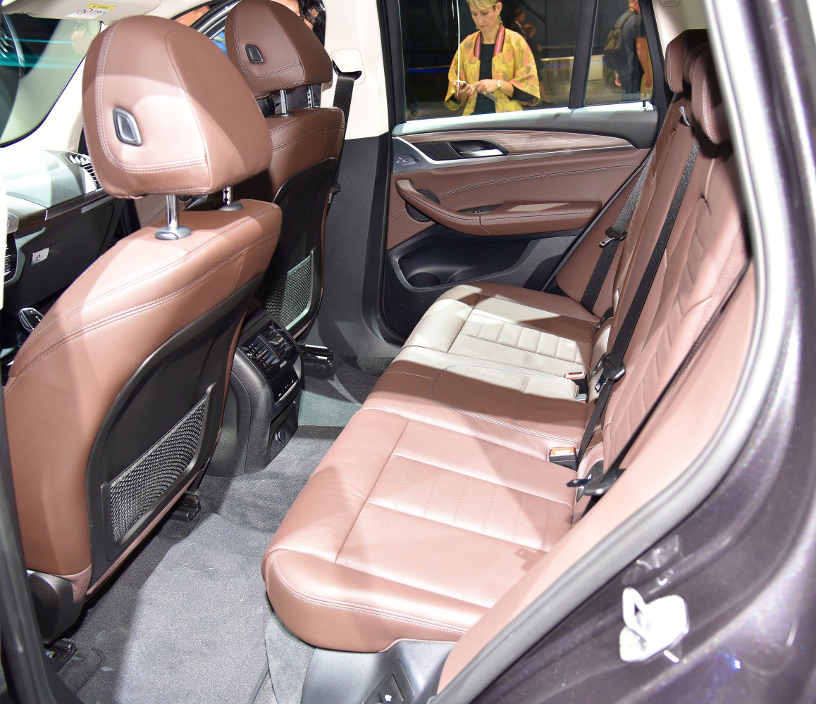 Brown leather rear seats with spacious and elegant SUV interior
