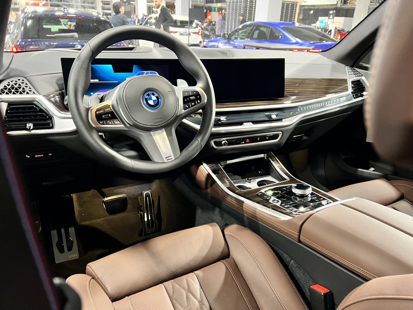 Luxury SUV interior with digital dashboard and leather seats
